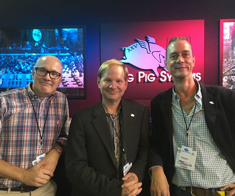 Wholehog 25th Anniversary at PLASA 2017: Client – Flying Pig Systems founders